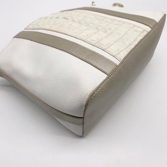 Brahmin White and Macaroon Lady Vineyard Croc Embossed Mini Duxbury Bag - Picture 6 of 12